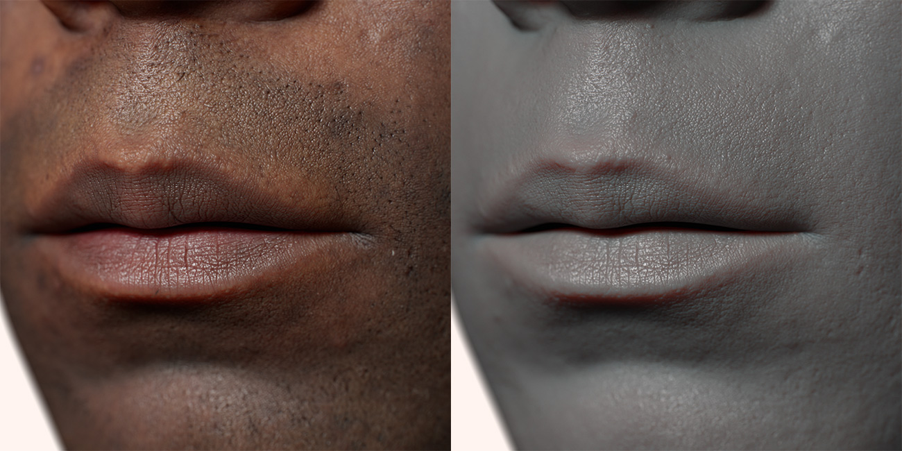 Male head scan skin pore details 